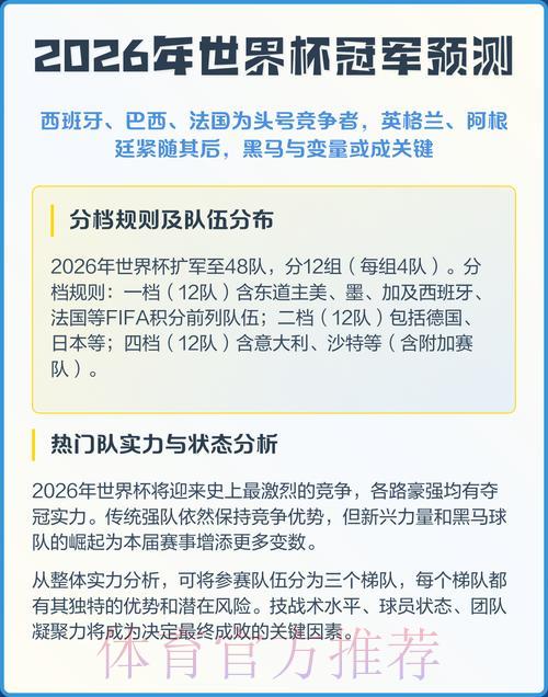 2026年世界杯赛事预测实用指南